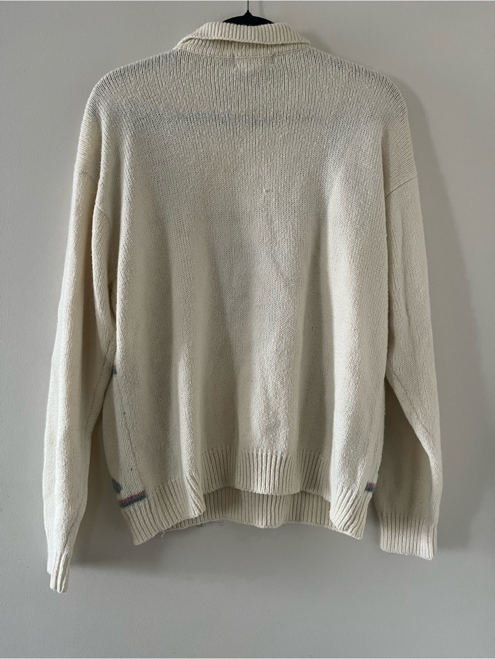 Vintage Cream Floral Embroidered Sweater XL Cottagecore Grandmacore Romantic - Picture 6 of 7